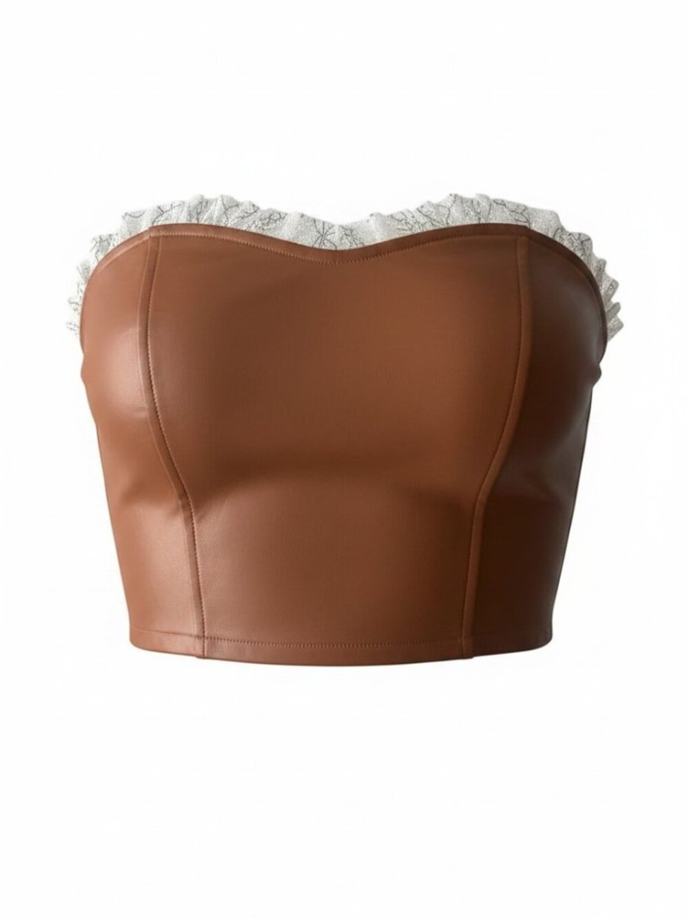 Idem Ditto Faux Leather Strapless‎ Top NWT Brown Corset Style Size M
